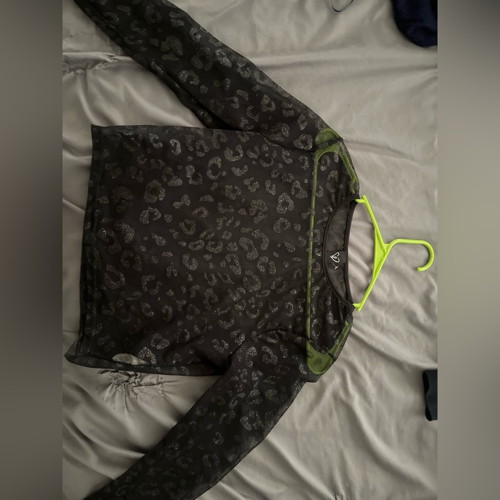 Mesh black leopard top